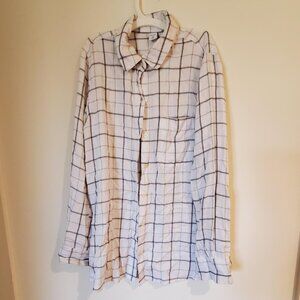 Old Navy White Flannel Striped Shirt Size XS